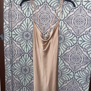Champagne Silk Cowl Dress